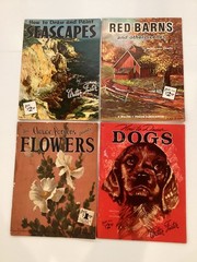 Lot of 4 VTG Walter T. Foster Oversized Art Books Seascapes/Dogs/Barns/Flowers