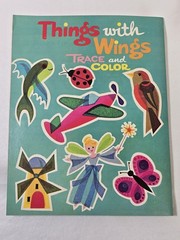 New Vintage THINGS WITH WINGS Activity Book Trace & Color Whitman